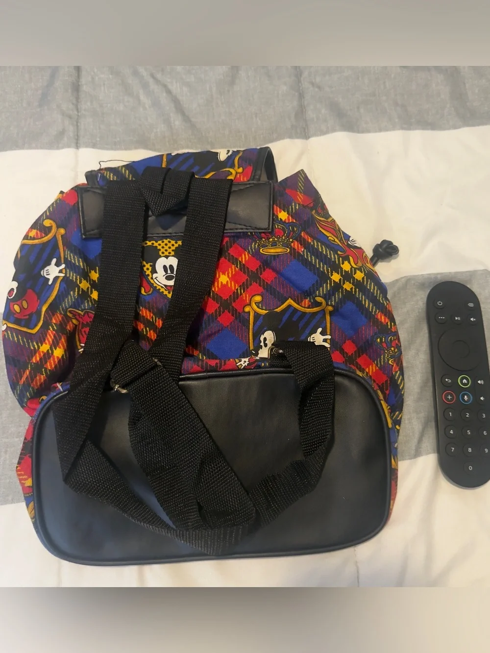 Colorful Plaid Mickey Print Backpack